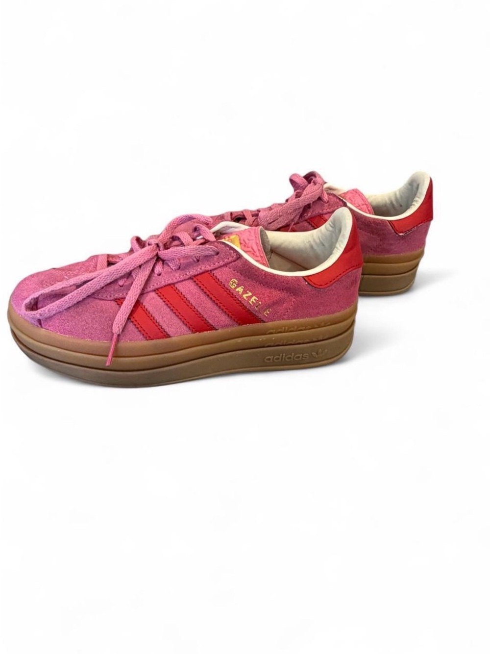 adidas gazelle Pink and Red Suede Platform Sneakers